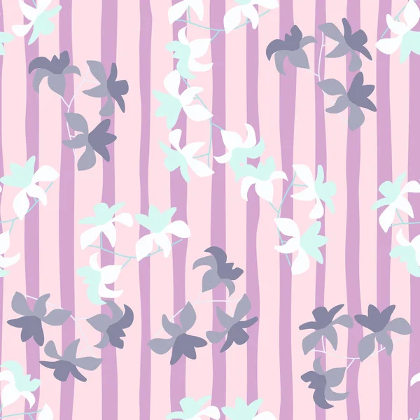 Бесшовный Цветочный Узор Белым Фиолетовым Принтом Цветов Гавайи Розовый Полосатый — стоковый вектор