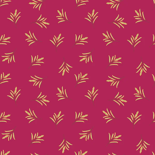 Helle Nahtlose Muster Mit Floralen Einfachen Blatt Zweige Ornament Rosa — Stockvektor