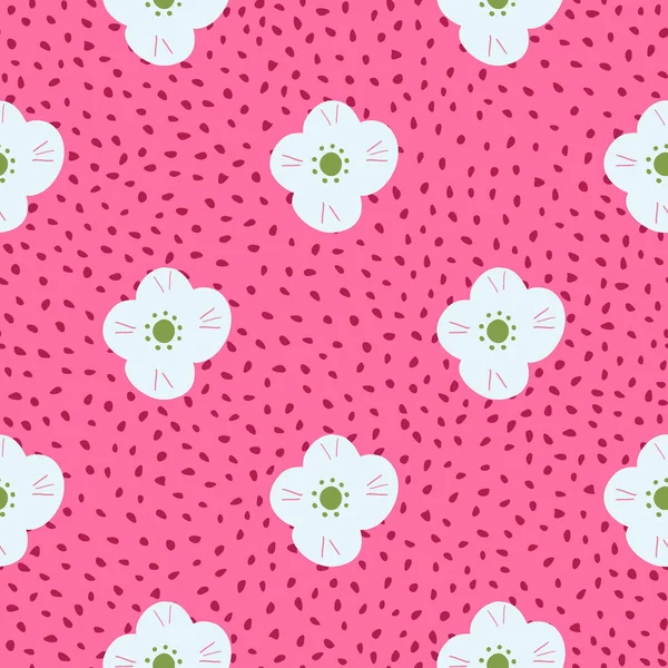 Decorativas Flores Simples Patrón Sin Costuras Estilo Los Niños Fondo — Vector de stock