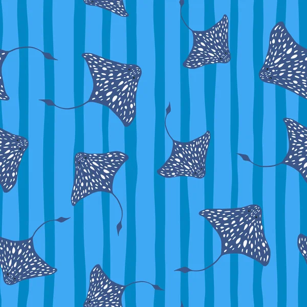 Tropical Απρόσκοπτη Θαλάσσιο Μοτίβο Μπλε Τυχαία Στίγματα Μπλε Σχήματα Μπλε — Διανυσματικό Αρχείο