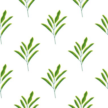 Minimalist yeşil yaprak dalları, elde pürüzsüz bir desen çizer. Beyaz arka plan. Albüm süsü. Kumaş tasarımı, tekstil baskısı, ambalaj ve kapak için tasarlandı. Vektör illüstrasyonu.