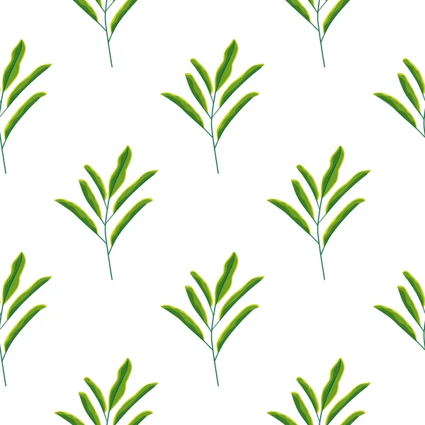 Minimaliste Branches Feuilles Vertes Motif Sans Couture Dans Style Dessiné — Image vectorielle