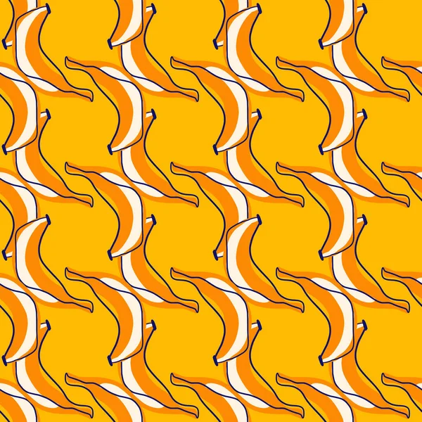 Яркий Абстрактный Бесшовный Рисунок Простым Стилизованным Банановым Фруктовым Орнаментом Оранжевый — стоковый вектор