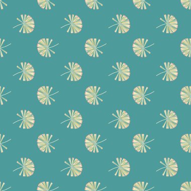 El çizimi soyut palmiye alicuala süslemesi pürüzsüz desen. Turkuaz arka plan. Doodle tarzı. Kumaş tasarımı, tekstil baskısı, ambalaj ve kapak için tasarlandı. Vektör illüstrasyonu.