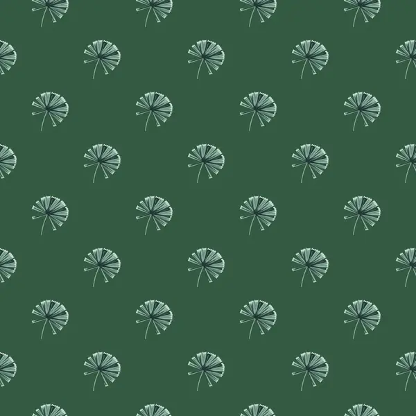 Nahtloses Muster Der Frühjahrssaison Mit Doodle Palmlicuala Formen Grüner Hintergrund — Stockvektor