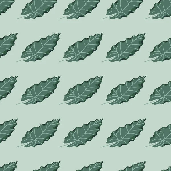 Siluetas Hoja Verde Patrón Sin Costuras Estilo Botánico Dibujado Mano — Vector de stock