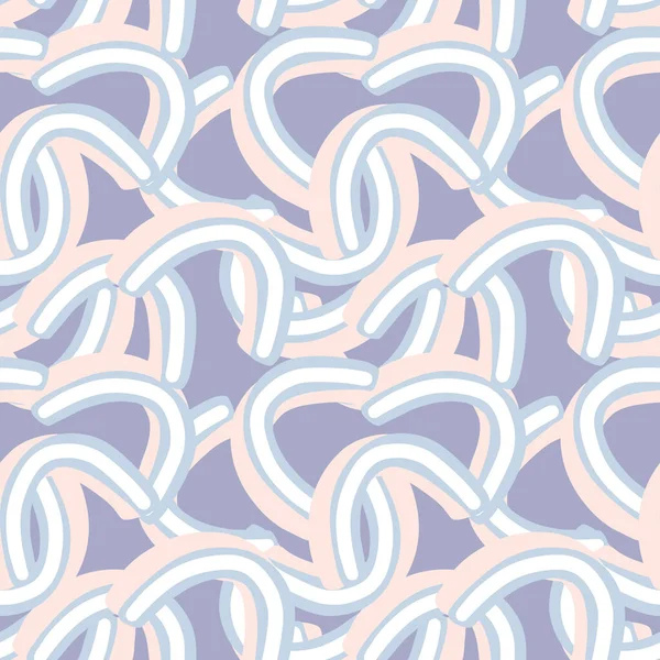 Rastgele gökkuşağı şekilli, saf İskandinav deseni. Pastel mor arka plan. Karalama baskısı. Kumaş tasarımı, tekstil baskısı, ambalaj ve kapak için mükemmel. Vektör illüstrasyonu.