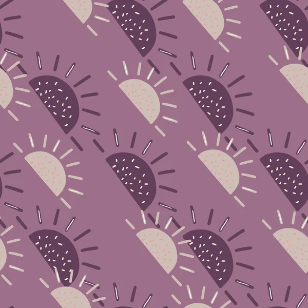 手描きの夏のシームレスなパターンシンプルな果物の葉の要素 紫色の背景 馬鹿なスタイルだ ファブリックデザイン テキスタイルプリント ラッピング カバーに最適です ベクターイラスト — ストックベクタ