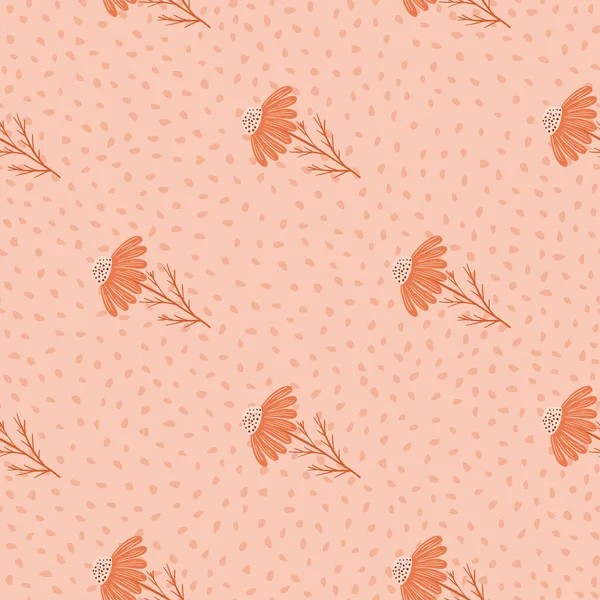 Minimalistic Style Floral Μοτίβο Χωρίς Ραφή Μαργαρίτες Εκτύπωση Ροζ Διάστικτο — Διανυσματικό Αρχείο