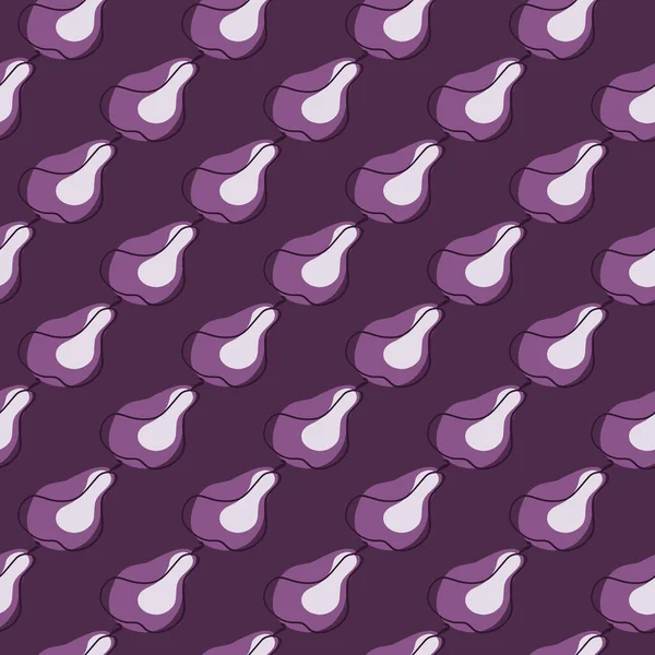 斜めの梨の形をした抽象的なシームレスなフードパターンを手描き 紫色の果実は現代的な背景 生地デザイン テキスタイルプリント ラッピング カバーに最適です ベクターイラスト — ストックベクタ