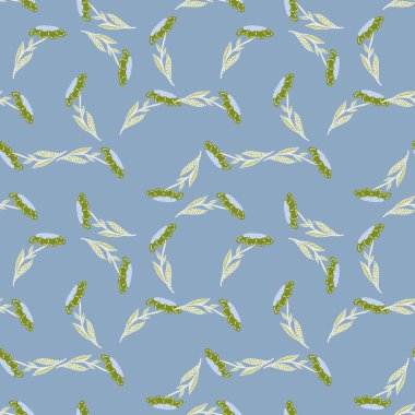 Mavi pastel tonlarda, soyut çiçek süsüyle rastgele, pürüzsüz desenler. Bahar tarzı baskı. Kumaş tasarımı için dekoratif zemin, tekstil baskısı, ambalaj, kapak. Vektör illüstrasyonu.