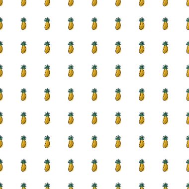 Karalama ananas ve meyve şekilli tropik meyve deseni. İzole arka plan. Vitamin basit şekiller. Kumaş tasarımı için dekoratif zemin, tekstil baskısı, ambalaj, kapak. Vektör illüstrasyonu.