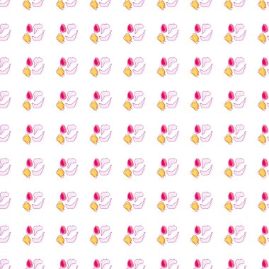 Küçük meyveler, karalama süsüsüyle kusursuz desenler oluşturur: muz. Armut, elma, erik izi. İzole yemek arkaplanı. Kumaş tasarımı, tekstil baskısı, ambalaj ve kapak için tasarlandı. Vektör illüstrasyonu.