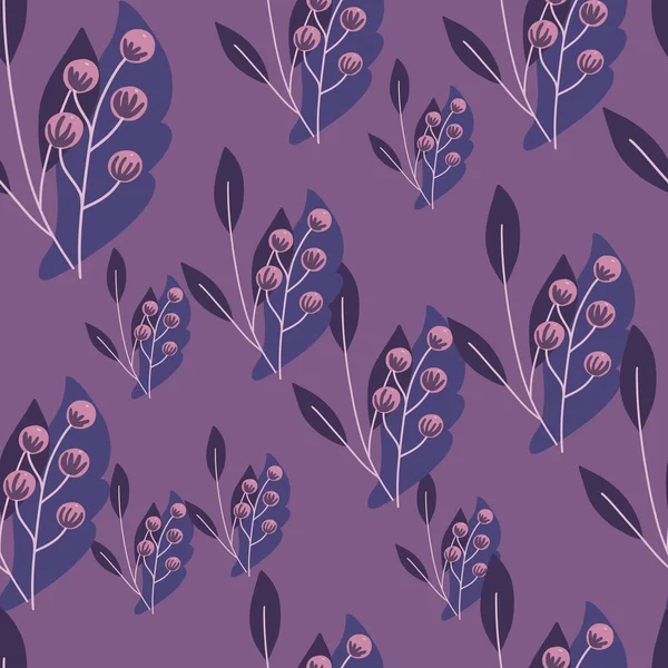 Casuale Bacca Sorbo Modello Senza Cuciture Stile Decorativo Sfondo Viola — Vettoriale Stock