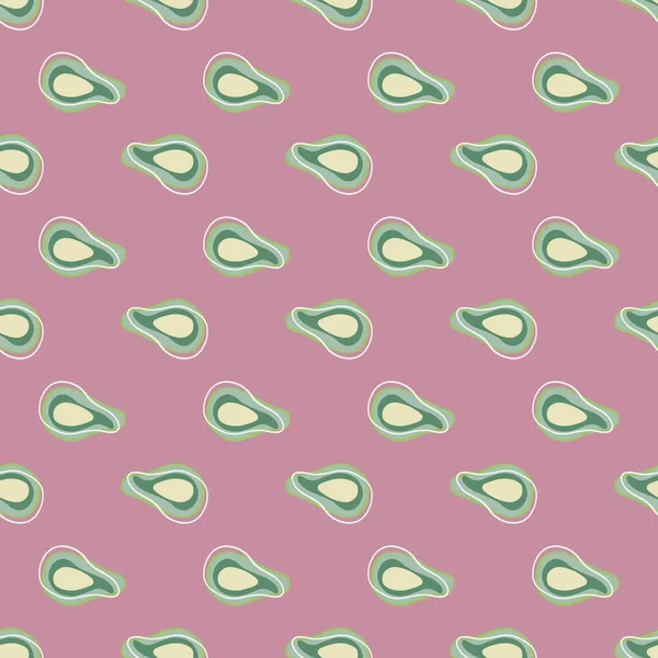Vegeterian Seamless Pattern Little Green Avocado Shapes Print Pastel Lilac — Stock Vector