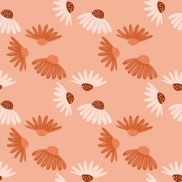 Καλοκαίρι Στυλ Αδιάλειπτη Μοτίβο Αφηρημένη Μαργαρίτα Λουλούδια Σχήματα Ροζ Παστέλ — Διανυσματικό Αρχείο