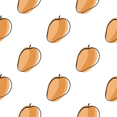 Turuncu şeftali elementleri baskılı vitaminsiz desen. Issız meyve arkaplanı. Kumaş tasarımı, tekstil baskısı, ambalaj ve kapak için tasarlandı. Vektör illüstrasyonu.