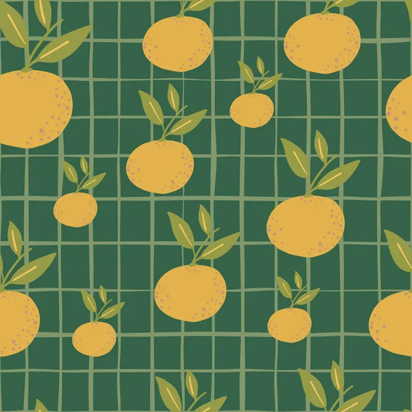 Zufällige Blasse Töne Nahtloses Muster Mit Einfachen Orangefarbenen Mandarinenformen Grün — Stockvektor