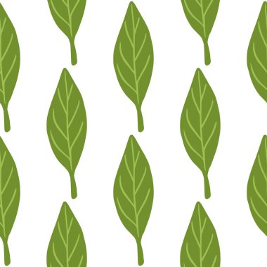 Modern bitkiler parlak yeşil yaprak süsüyle izole edilmiş. Beyaz arka plan. Kumaş tasarımı, tekstil baskısı, ambalaj ve kapak için mükemmel. Vektör illüstrasyonu.