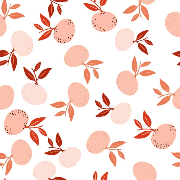 Willekeurige Roze Mandarijnen Naadloos Patroon Abstracte Handgetekende Stijl Geïsoleerde Citrusvruchten — Stockvector