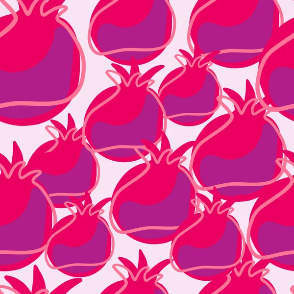Bright Pink Purple Colored Pomegranate Fruit Shapes Print Light Background — Stock Vector