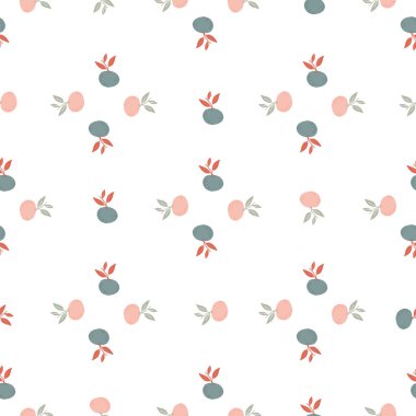 Geometrik şekilli dekoratif, küçük mandalina şekilli. İzole gıda meyve arkaplanı. Kumaş tasarımı, tekstil baskısı, ambalaj ve kapak için mükemmel. Vektör illüstrasyonu.