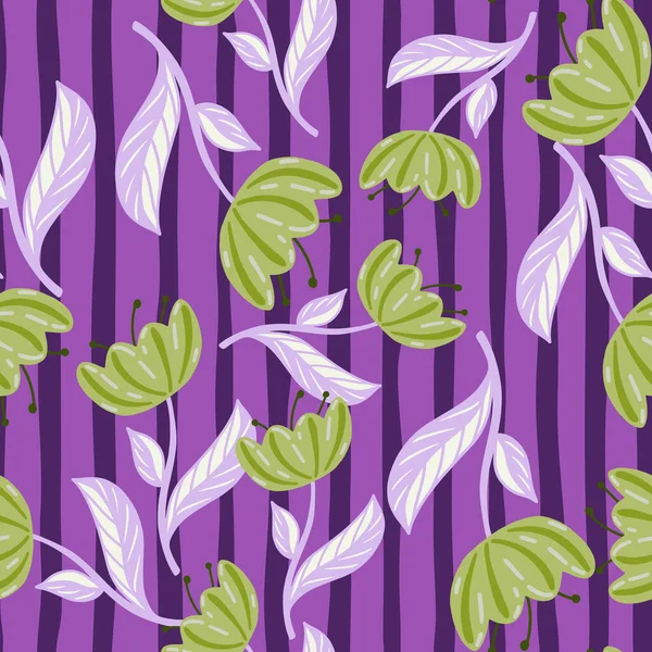 Dekoracyjny Zielony Losowy Maku Kwiaty Wydrukować Bezszwowy Wzór Purpurowe Tło — Wektor stockowy
