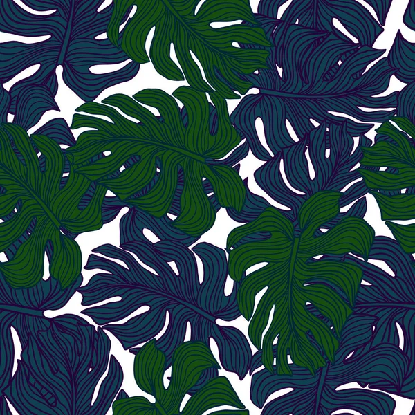 Monstera Feuille Motif Sans Couture Résumé Feuilles Tropicales Philodendron Plante — Image vectorielle