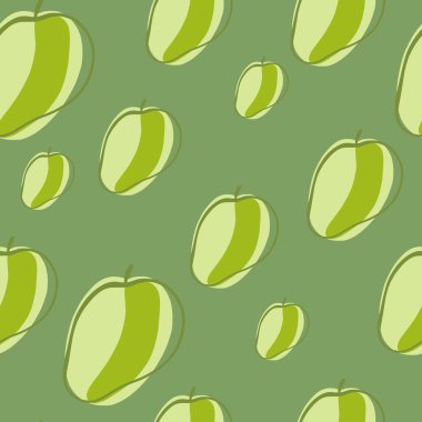 Minimalist stil, kayısı şekilli, kusursuz yaz yemekleri. Yeşil arka plan. Kumaş tasarımı, tekstil baskısı, ambalaj ve kapak için mükemmel. Vektör illüstrasyonu.