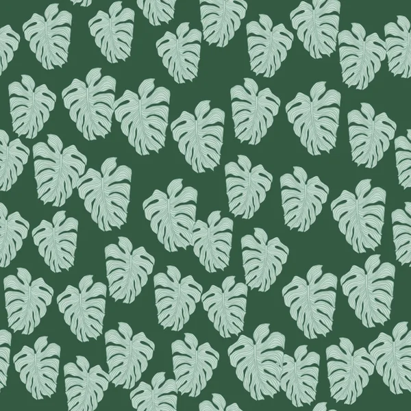 现代的热带叶子 丝兰植物的轮廓背景 奇异的壁纸 在绿色的背景上有无缝合线的无花果叶图案 纺织品印花 包装材料的矢量设计 — 图库矢量图片