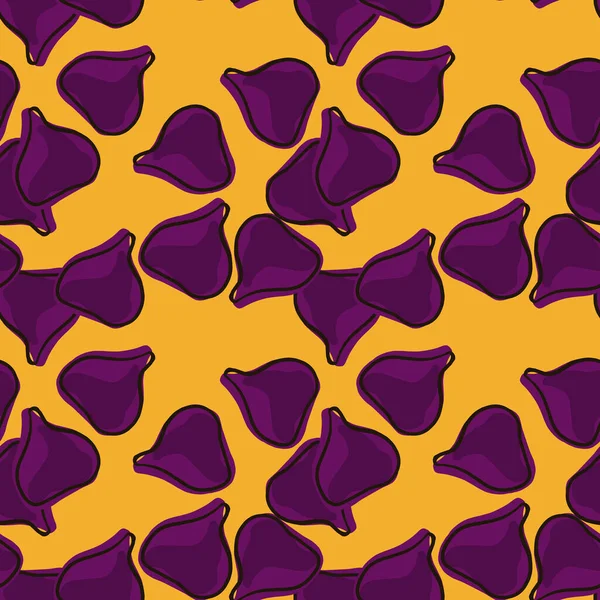 Natural Seamless Pattern Random Purple Fig Ornament Orange Background Vegeterian — Stock Vector