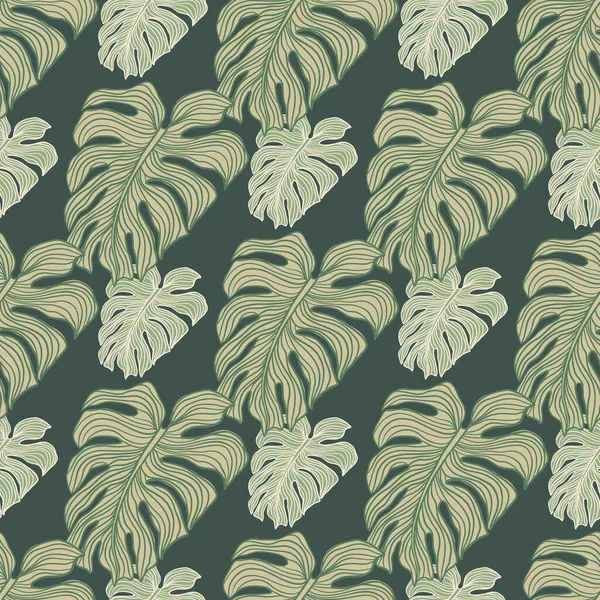 Wallpaper Dengan Daun Monstera Hijau Geometrik Daun Tropis Siluet Pola - Stok Vektor