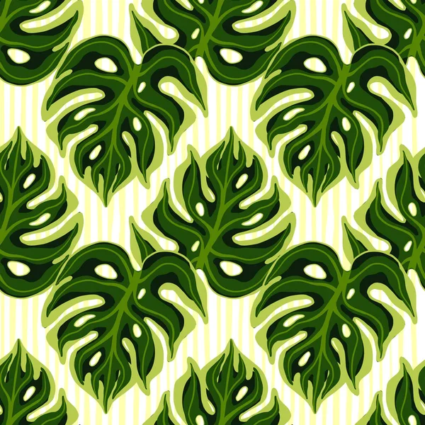 Motif Naturel Sans Couture Avec Des Éléments Monstère Verte Impression — Image vectorielle