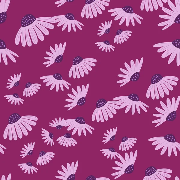 Φυσικό Μοτίβο Χωρίς Ραφή Λιλά Τυχαία Σχέδια Λουλουδιών Μαργαρίτας Ροζ — Διανυσματικό Αρχείο