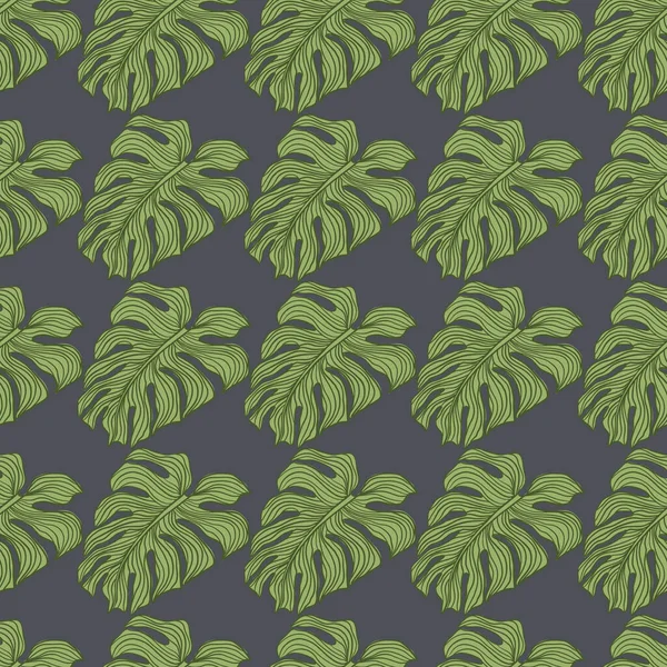 Tropical Hojas Filodendro Planta Silueta Patrón Sin Costura Fondos Pantalla — Vector de stock