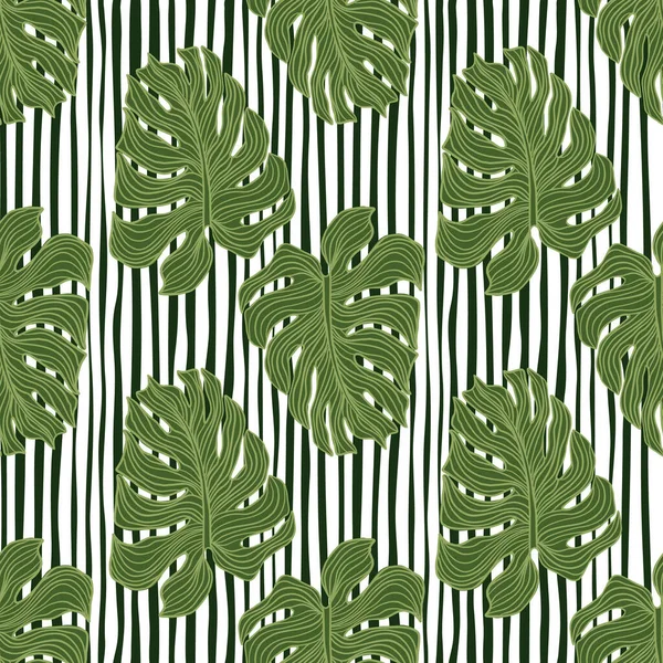 Feuilles Tropicales Philodendron Silhouette Végétale Motif Sans Couture Sur Fond — Image vectorielle