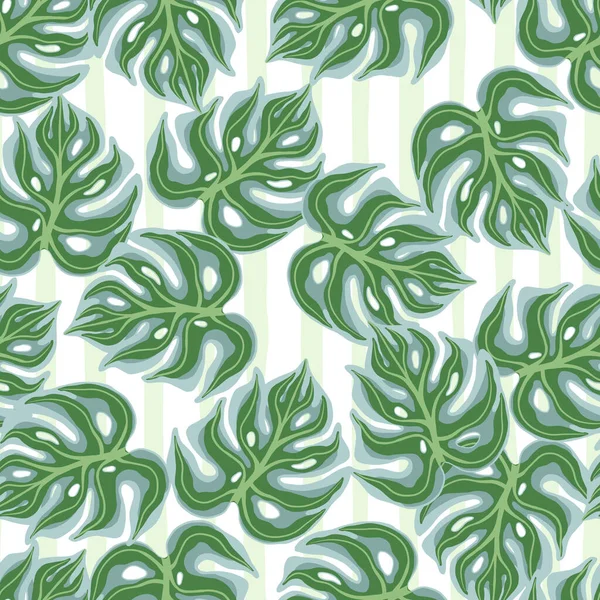 Motif Isolé Sans Couture Avec Impression Éléments Monstera Aléatoires Verts — Image vectorielle