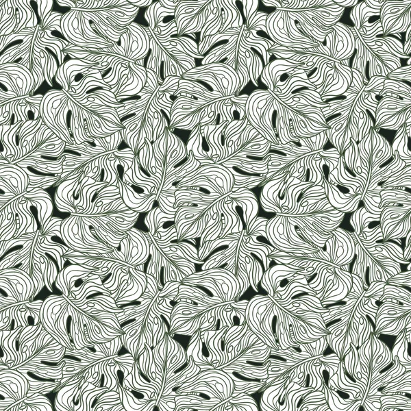 Schéma Abstrait Motif Sans Couture Aléatoire Avec Des Feuilles Monstère — Image vectorielle