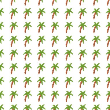 Dikensiz palmiye ağacı deseni. Tropikal arka plan. Geometrik yeşil palmiye duvar kağıdı. Kumaş tasarımı için dekoratif zemin, tekstil baskısı, ambalaj, kapak. Vektör illüstrasyonu.