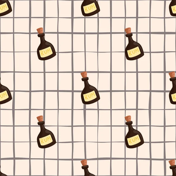 Doodle Motif Sans Couture Avec Des Formes Décoratives Bouteille Rhum — Image vectorielle