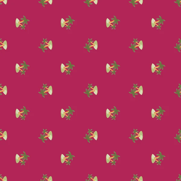 Маленький Зелений Острів Елементи Пальми Формують Безшовний Візерунок Рожевий Яскравий — стоковий вектор