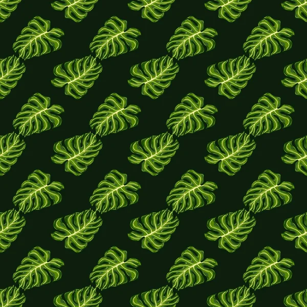 Экзотический Узор Стиле Пальмового Дерева Зеленым Чудовищем Темный Фон Декоративный — стоковый вектор