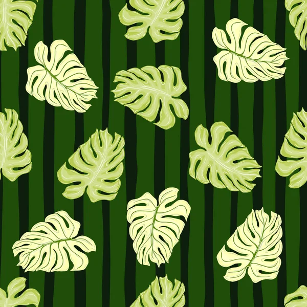 Natureza Aleatória Padrão Sem Costura Exótico Com Doodle Monstera Folhas — Vetor de Stock