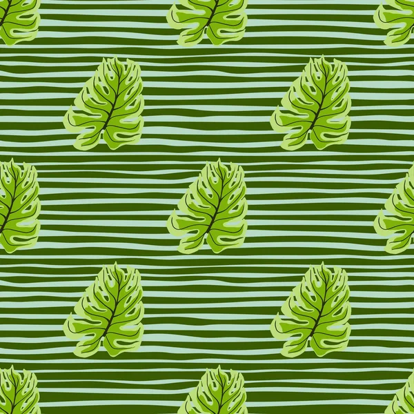 Декоративный Узор Тюленей Листьями Зеленого Монстра Джунглей Полосатый Фон Декоративный — стоковый вектор