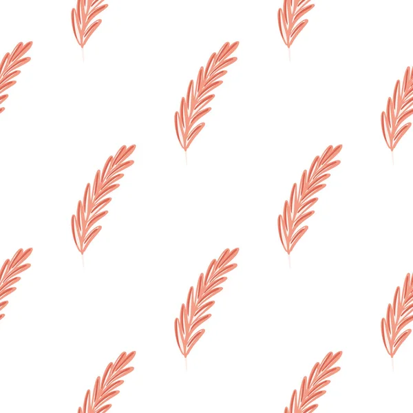 Ізольований Безшовний Візерунок Рожевими Силуетами Пір Білий Фон Мінімалістичний Орнамент — стоковий вектор