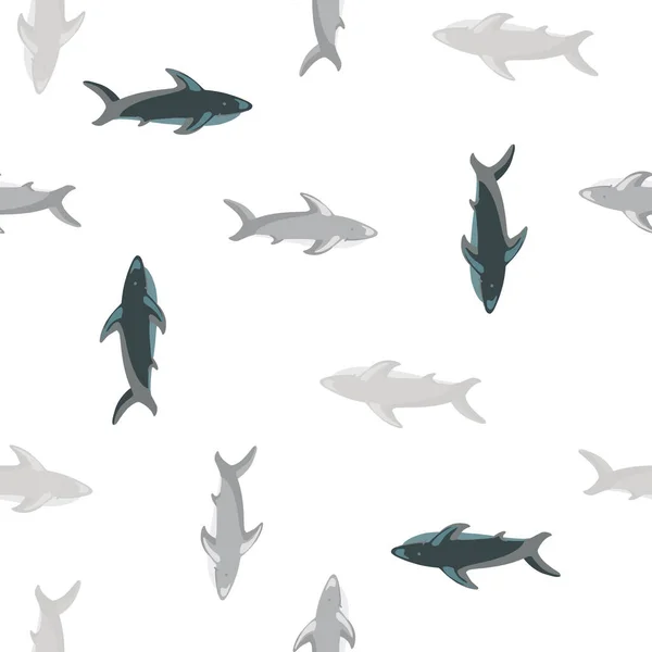 Zoo Isolé Motif Marin Sans Couture Avec Ornement Poisson Requin — Image vectorielle