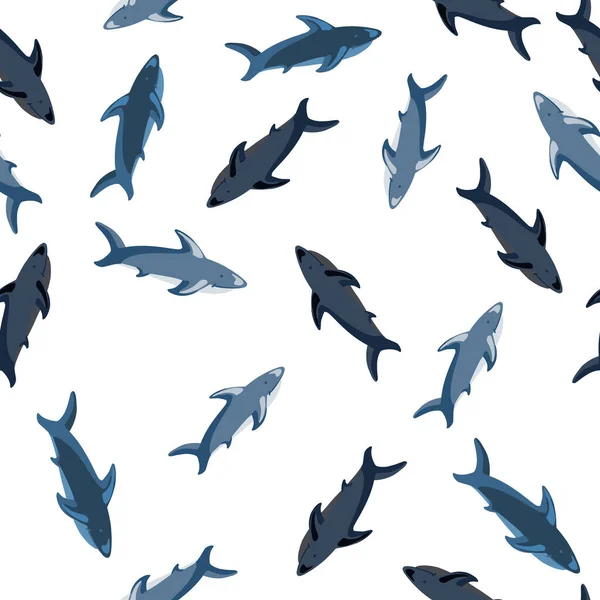 Modèle Isolé Sans Couture Avec Impression Aléatoire Requins Bleus Aléatoires — Image vectorielle