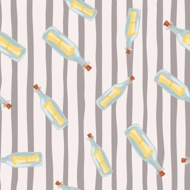 Basit şişeli ve mesaj süslemeli, soyut, pürüzsüz desen. Dikenli mor arka plan. Kumaş tasarımı, tekstil baskısı, ambalaj ve kapak için tasarlandı. Vektör illüstrasyonu.