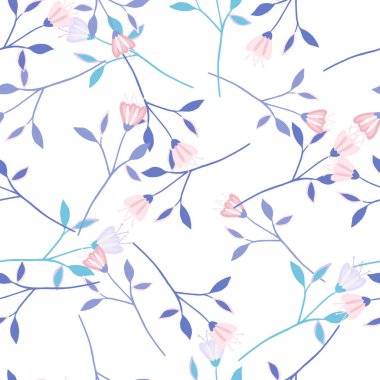 Güzel yaban çiçeği, arka planda izole edilmiş bir desen. Dekoratif çiçek süsü. Zarif botanik tasarımı. Kumaş, tekstil baskısı, ambalaj, örtü için. Modern vektör illüstrasyonu.