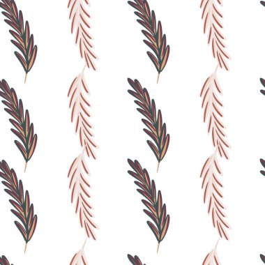 Karalama tüyü şekilli, pürüzsüz bohem desen. İzole edilmiş arka plan. Doğa arkaplanı. Kumaş tasarımı, tekstil baskısı, ambalaj ve kapak için mükemmel. Vektör illüstrasyonu.